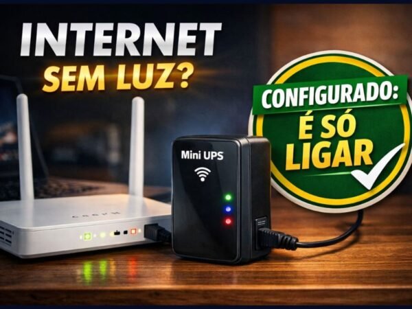 Kit Mini UPS No-break para roteador Wi-Fi funcionando sem luz.