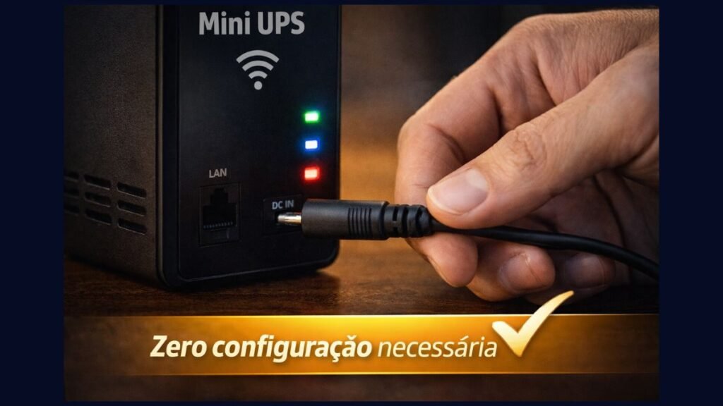 Passo a passo de como instalar no-break de roteador plug and play.